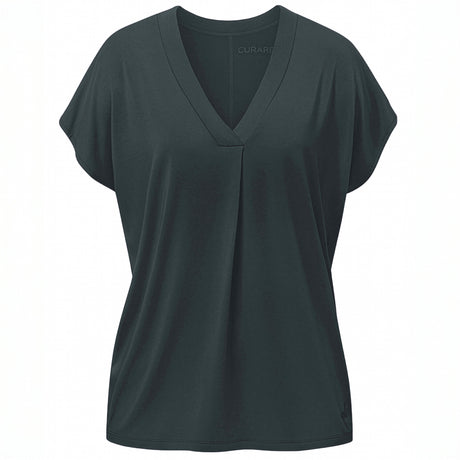 Yoga-Shirt V-Neck Boxpleat - dark forest