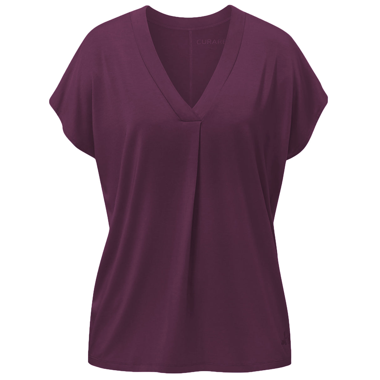 Yoga-Shirt V-Neck Boxpleat - dark plum
