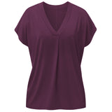 Yoga-Shirt V-Neck Boxpleat - dark plum