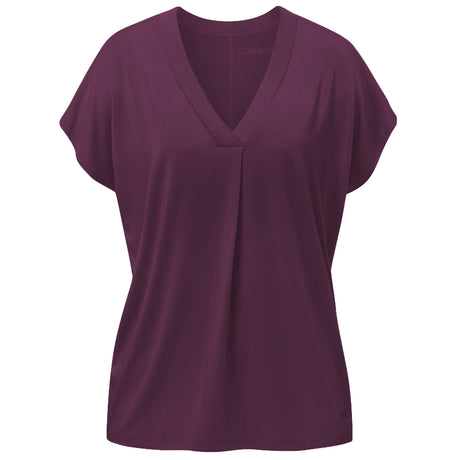 Yoga-Shirt V-Neck Boxpleat - dark plum