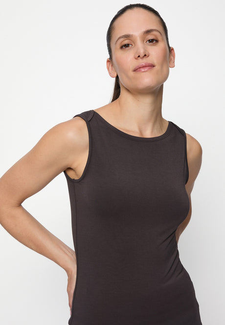 Yoga-Tank-Top Boatneck - dark-brown - YOGISHOP