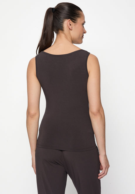 Yoga-Tank-Top Boatneck - dark-brown - YOGISHOP