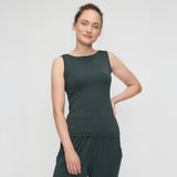 Yoga-Tank-Top Boatneck - dark forest
