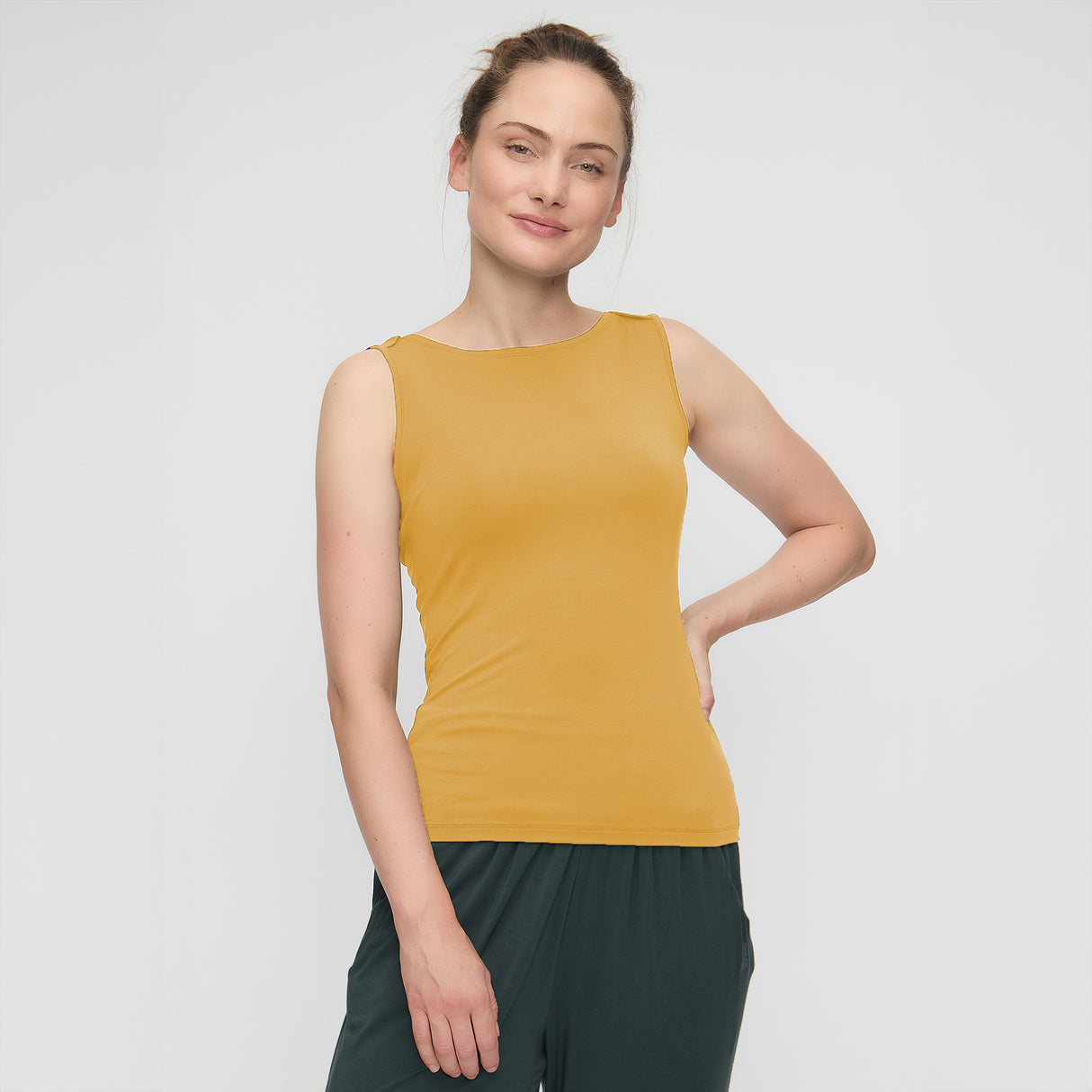 Yoga-Tank-Top Boatneck - gold rush
