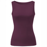 Yoga-Tank-Top Boatneck - dark plum