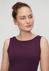 Yoga-Tank-Top Boatneck - dark plum