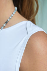 Yoga Top Bambus - high neck - weiß - YOGISHOP