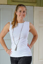 Yoga Top Bambus - high neck - weiß - YOGISHOP