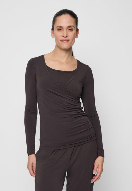 Wrap-Shirt - dark-brown - YOGISHOP