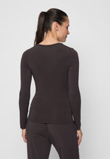 Wrap-Shirt - dark-brown - YOGISHOP