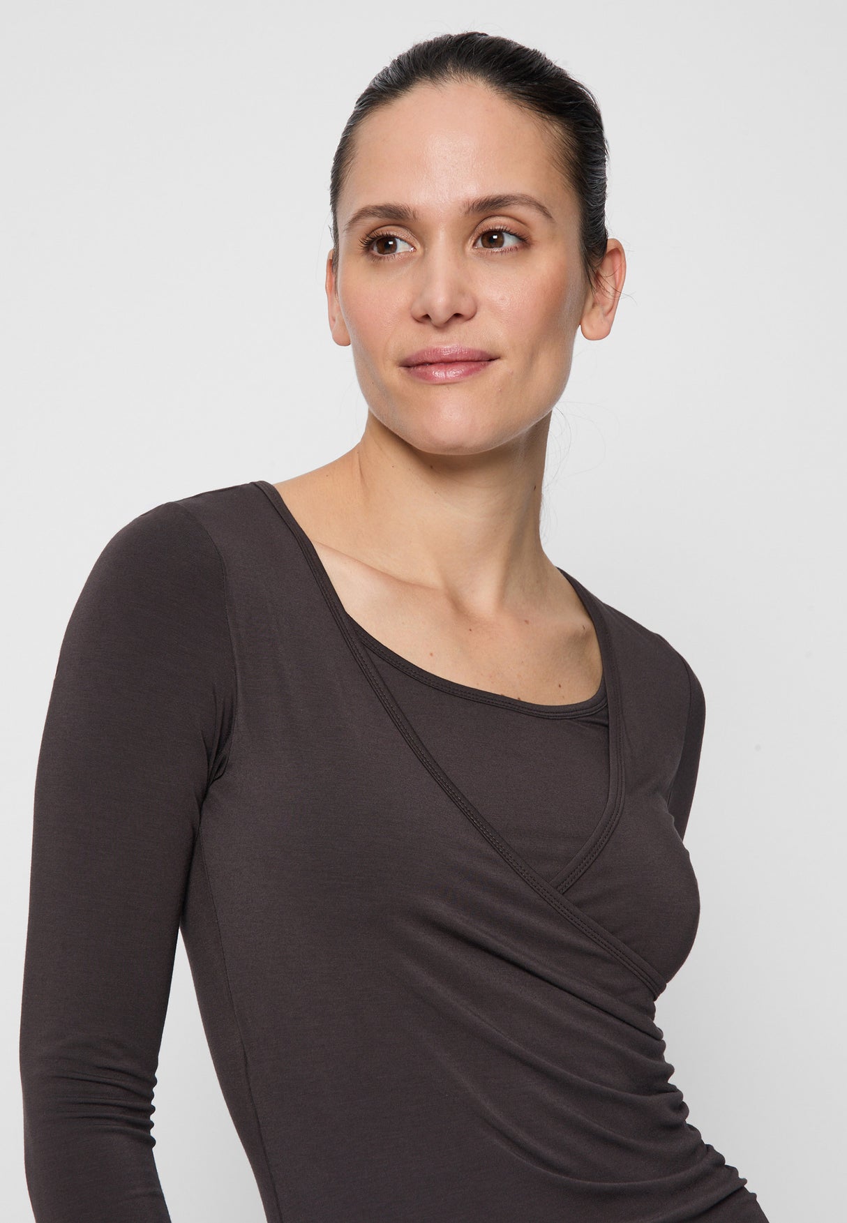 Wrap-Shirt - dark-brown - YOGISHOP