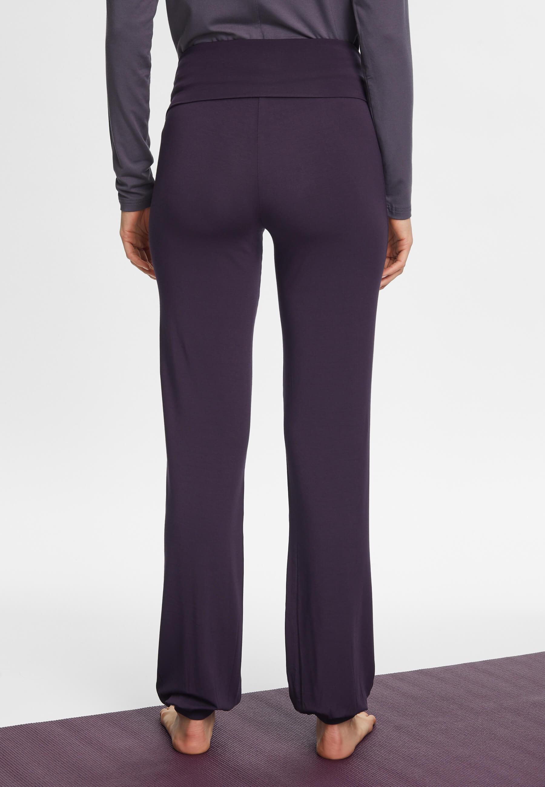 Long Pants, roll down - dark aubergine - YOGISHOP