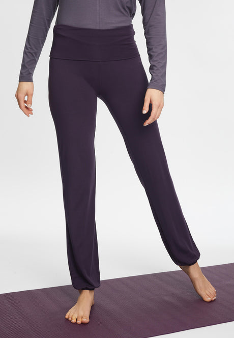 Long Pants, roll down - dark aubergine - YOGISHOP