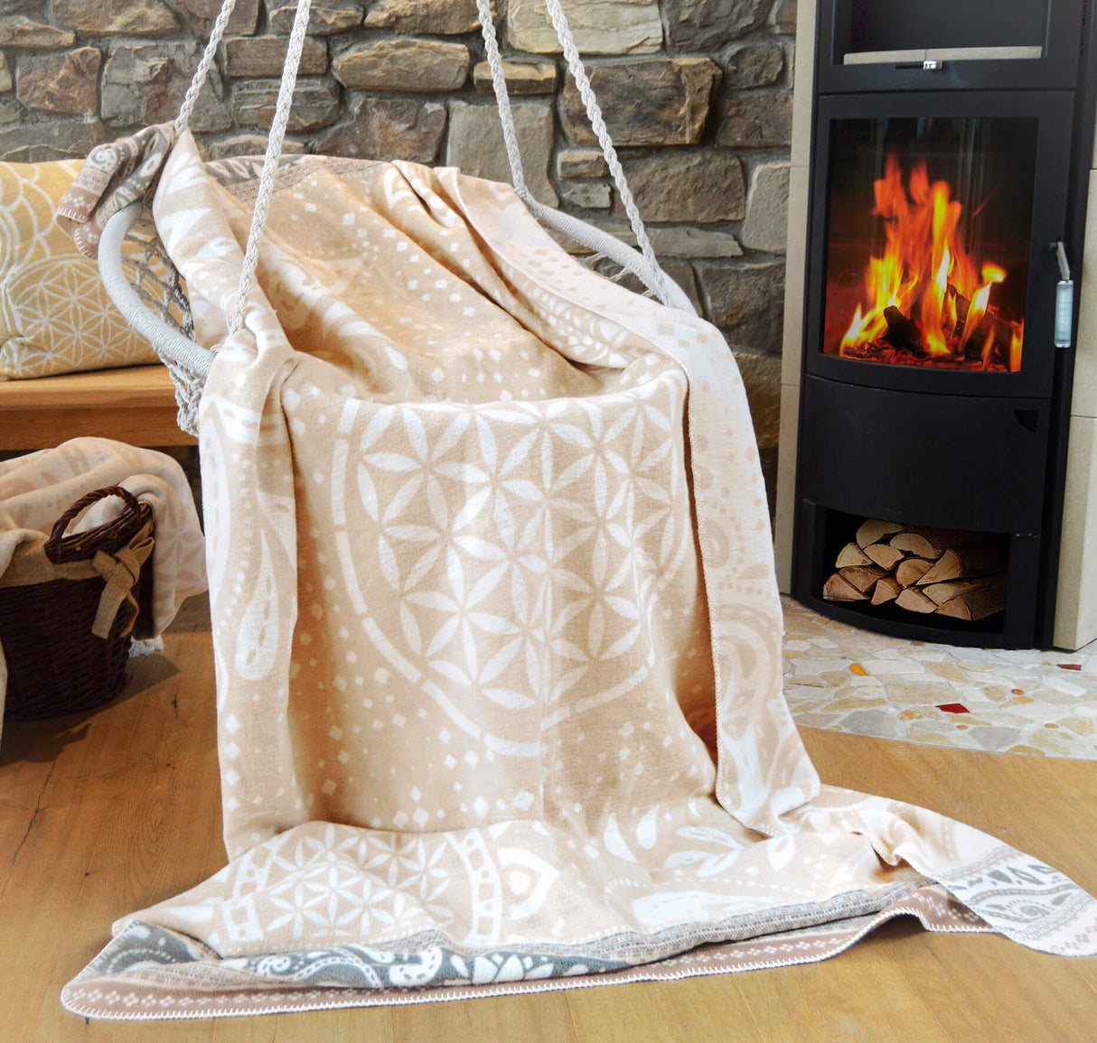 Decke "Blume des Lebens" - nature/beige - YOGISHOP