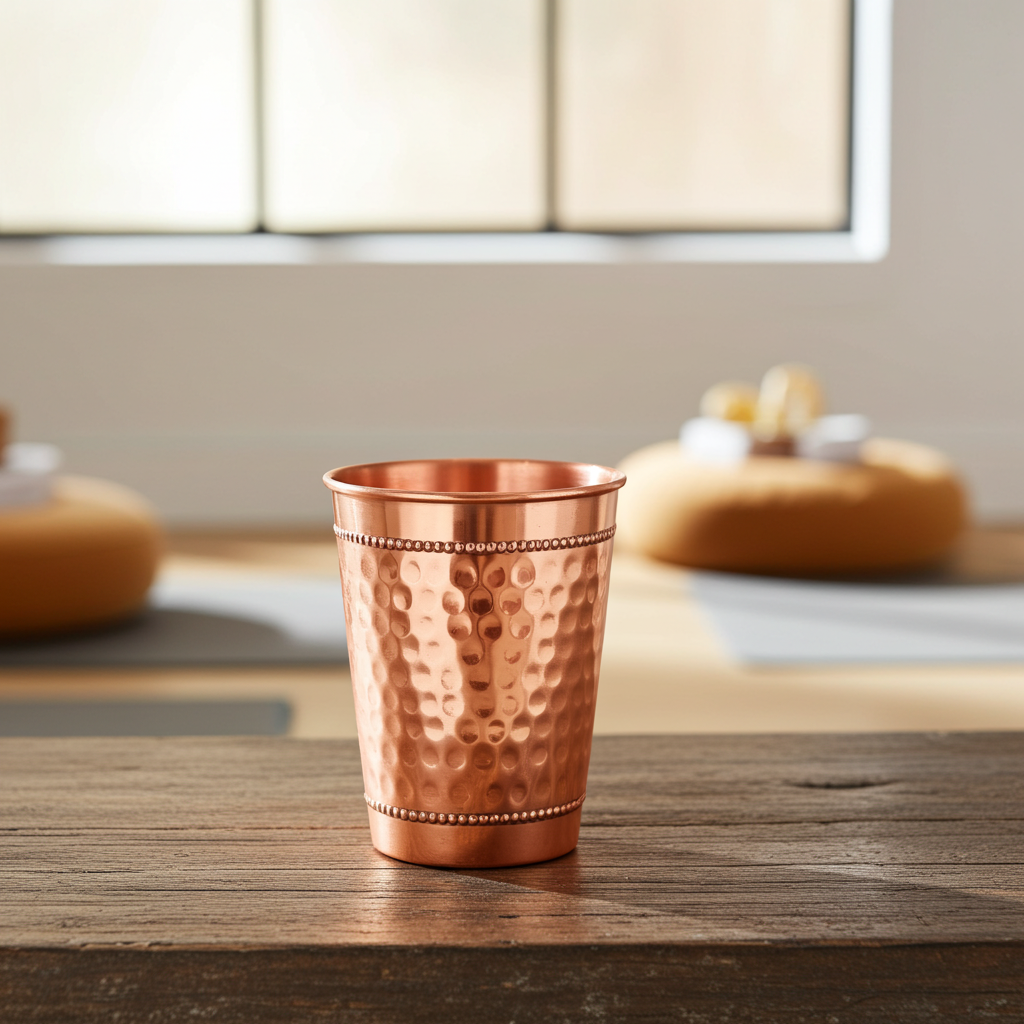 Gehamerd koperen mok, 300 ml