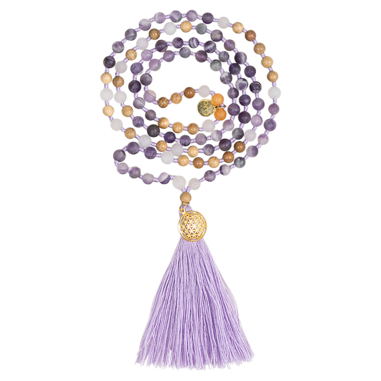 Mala Hridaya améthyste (longueur : environ 50 cm)