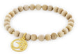 Armband Vintage Wood "OM" - Hellbraun - YOGISHOP