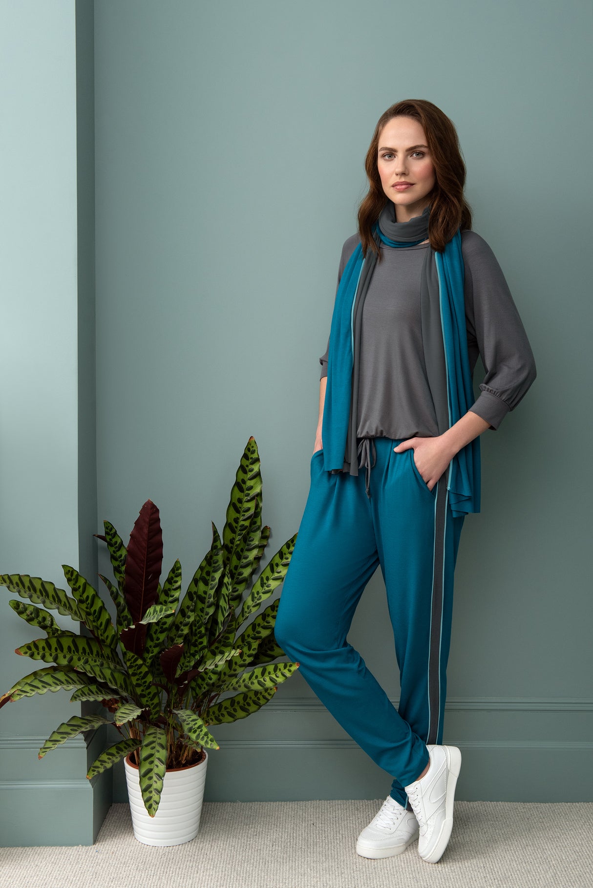 Schal - aqua/deep grey - YOGISHOP