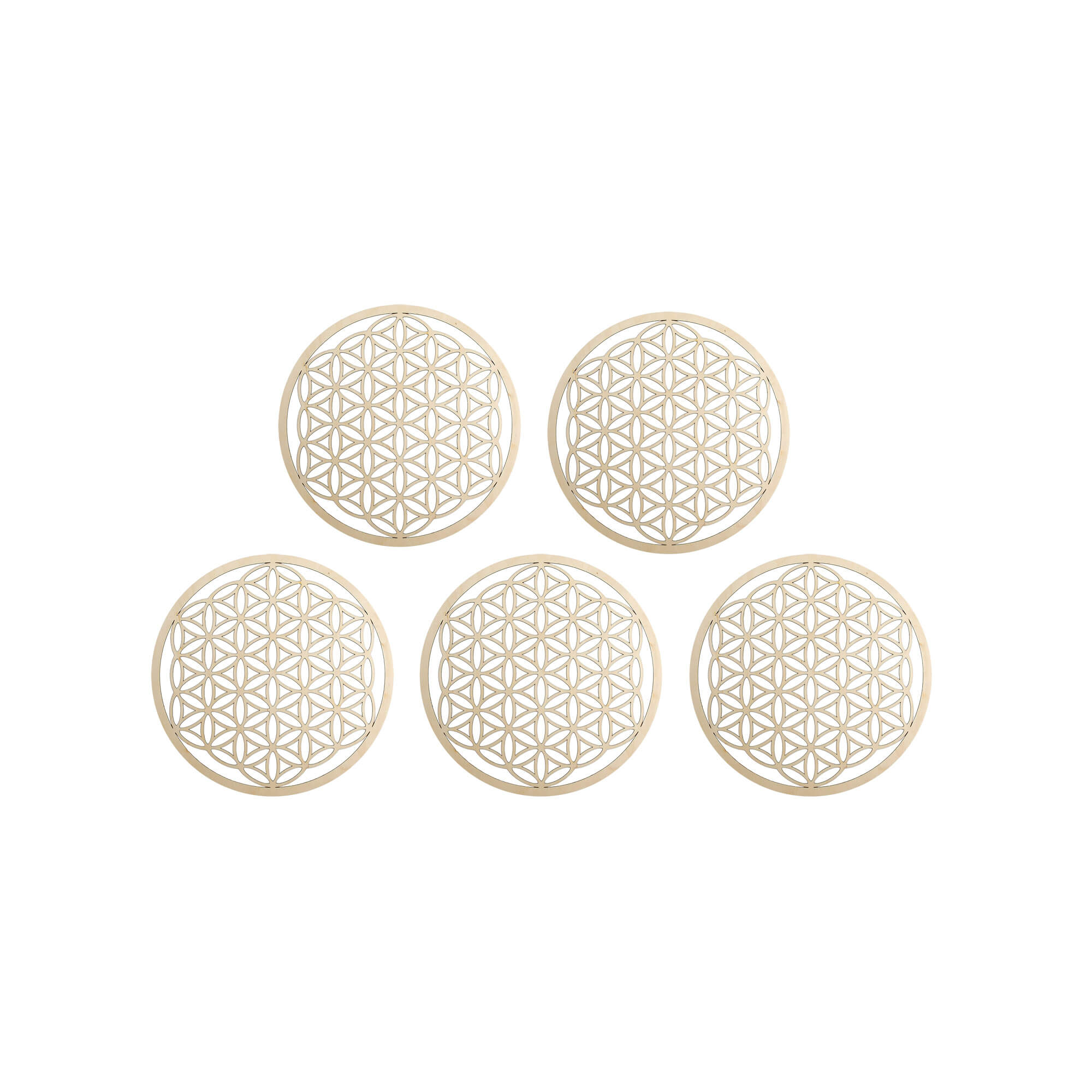 Wandschmuck "Blume des Lebens", Holz 6 cm - 5er Set - YOGISHOP