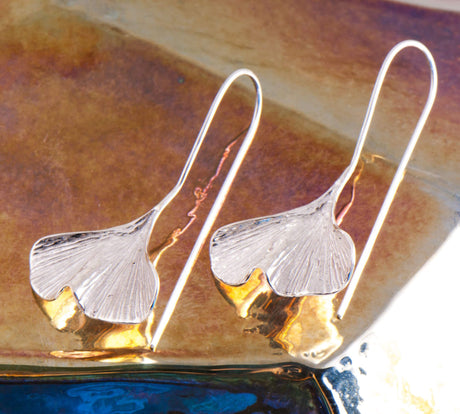 Ginkgo Blatt Ohrringe, 925 Sterling Silber - YOGISHOP
