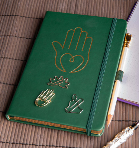 Yoga Notizbuch A5 - Hand grün - YOGISHOP