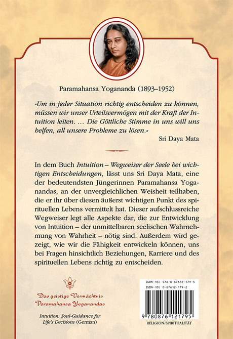 Intuition – Wegweiser der Seele bei wichtigen Entscheidungen von Sri Daya Mata - YOGISHOP