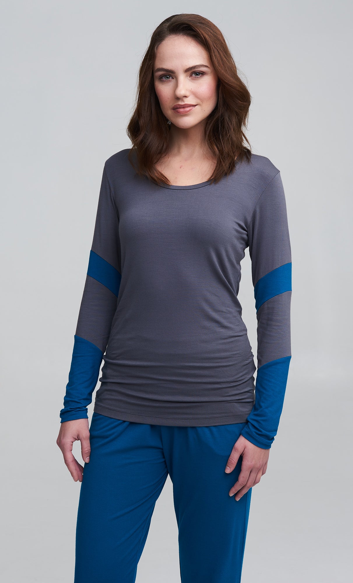 Yoga-Longsleeve Tee - deepgrey/aqua/teal - YOGISHOP