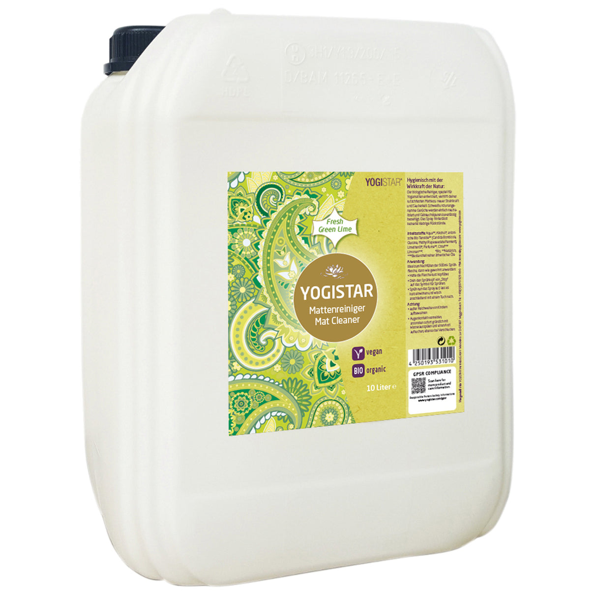 Organic yoga mat cleaner - fresh green lime - 10 l