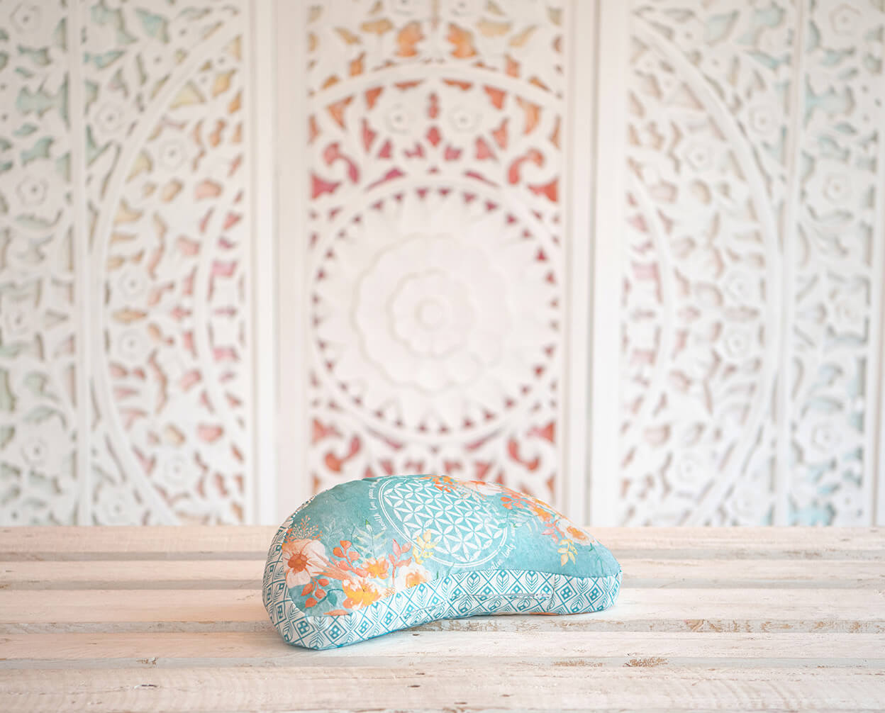 Meditationskissen Halbmond, jade/orange - YOGISHOP