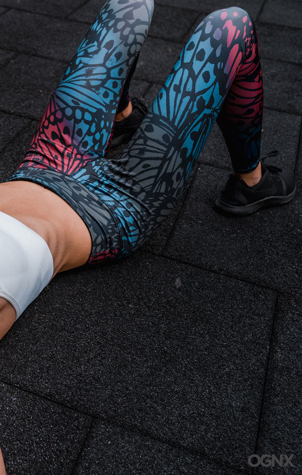 Yoga-Leggings "Butterfly rise" - petrol/rose - YOGISHOP