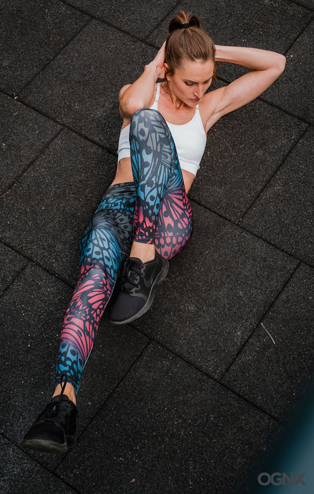 Yoga-Leggings "Butterfly rise" - petrol/rose - YOGISHOP