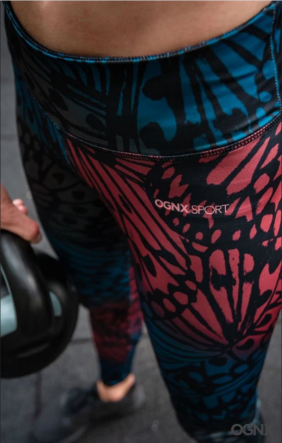 Yoga-Leggings "Butterfly rise" - petrol/rose - YOGISHOP