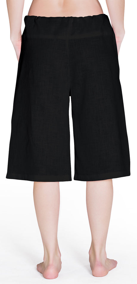 Bermuda-Leinenhose - schwarz - YOGISHOP