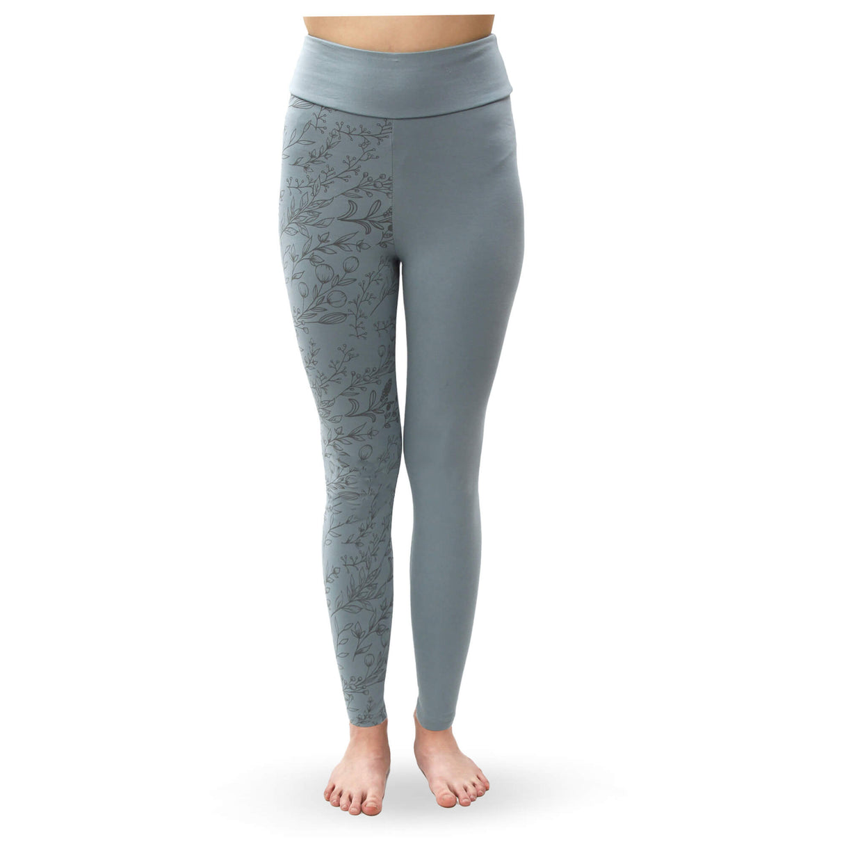 Serenity Floral Organic Leggings - blue - YOGISHOP