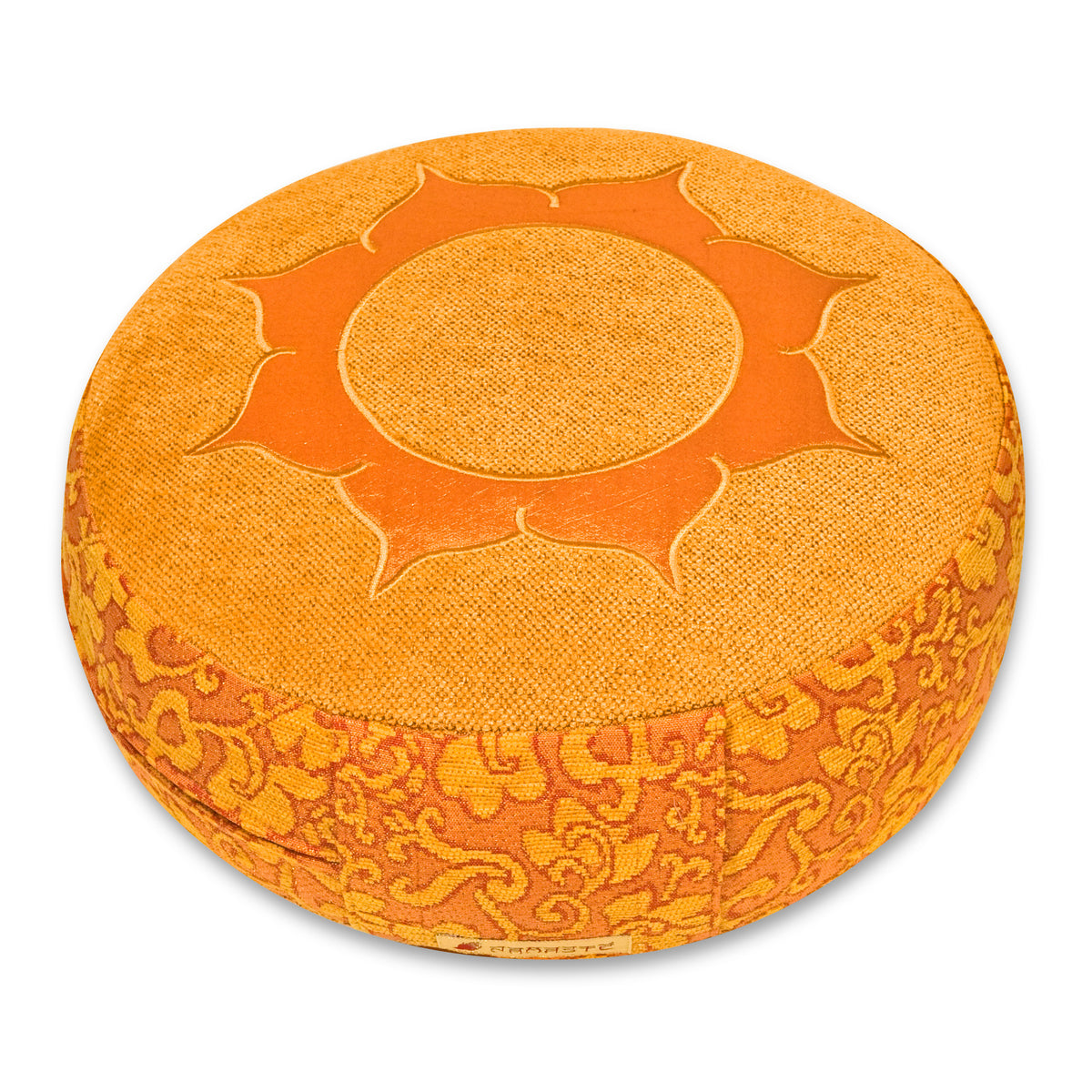 Fodera Per Cuscino Da Pavimento Rotonda Mandala 80 Cm - Argento E Bianco - Cotone Con Pom Pom - CopriPouf E Poggiapiedi