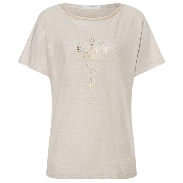 Shirt comfort fit Eka Padma - sand-nature melange gold - YOGISHOP