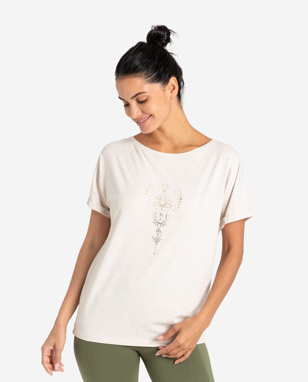 Shirt comfort fit Eka Padma - sand-nature melange gold - YOGISHOP