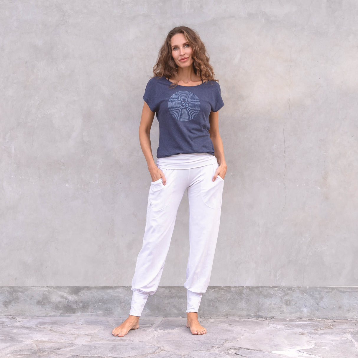 T-Shirt Om - dark blue melange - YOGISHOP