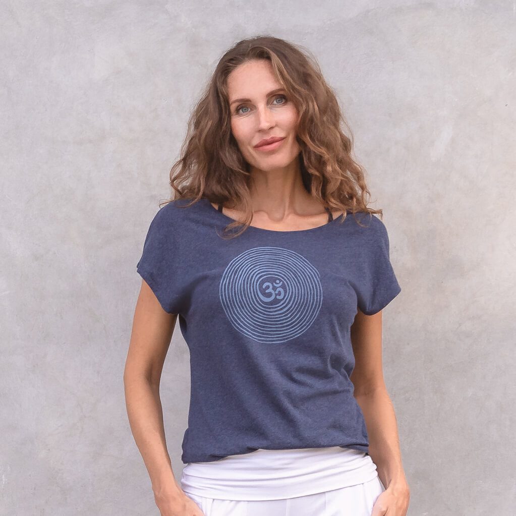 T-Shirt Om - dark blue melange - YOGISHOP