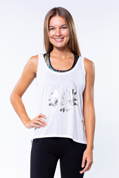 Tank-Top "Lotus Buddha" - weiß - YOGISHOP