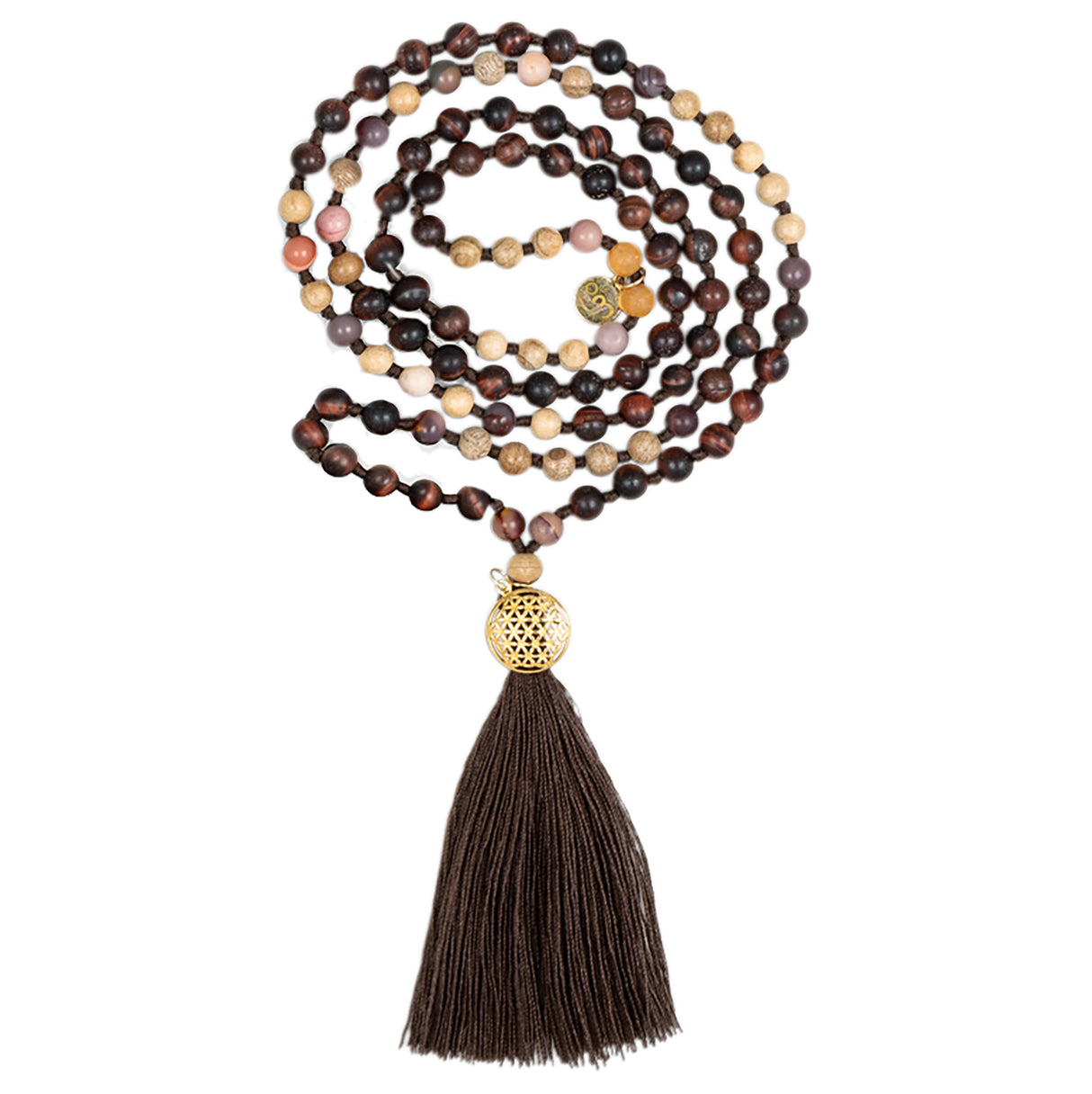 Mala Hridaya ojo de tigre (longitud: aprox. 50 cm)