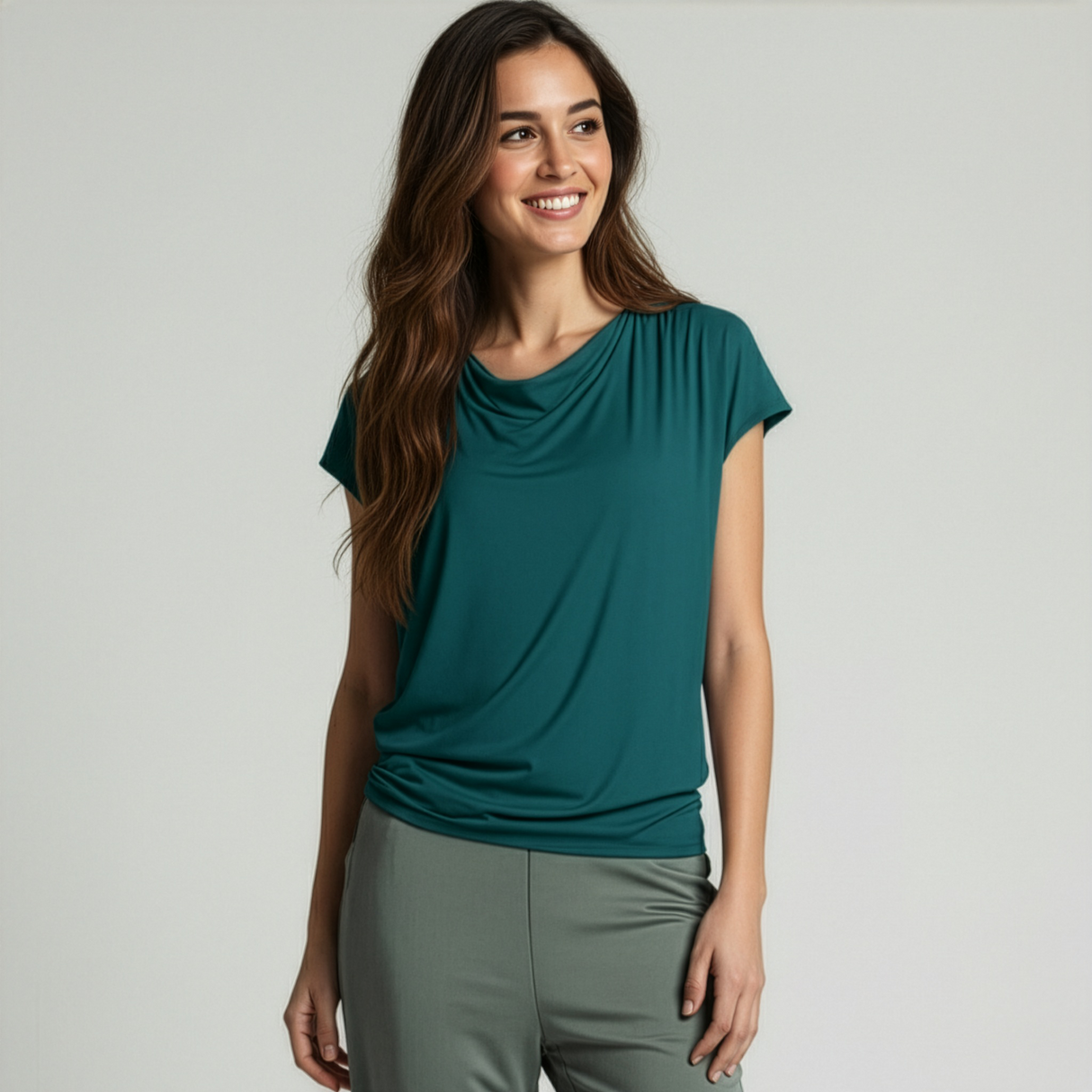 T-shirt de yoga à manches chauve-souris "ala" – petrol