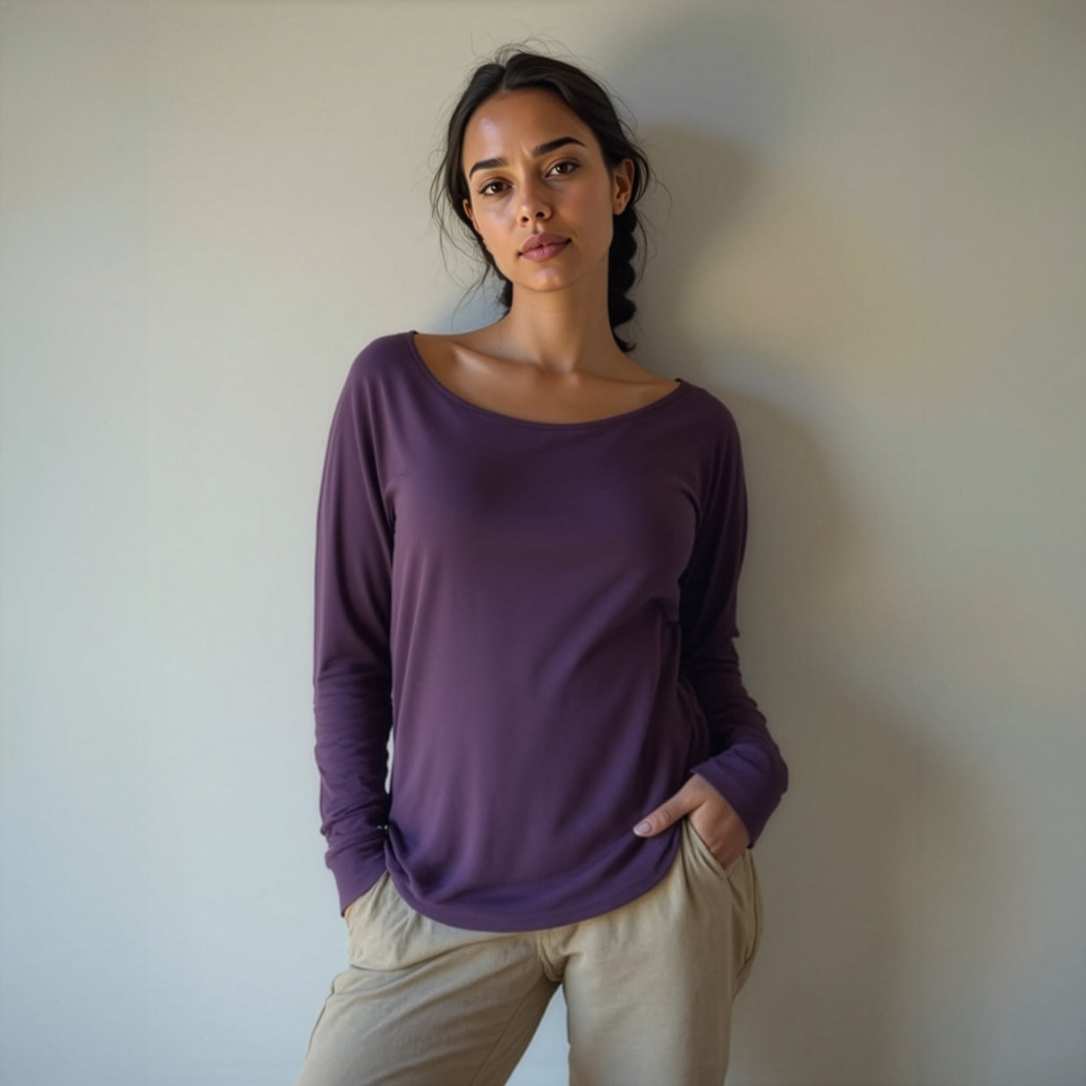 rheia" yoga longsleeve - velvet plum