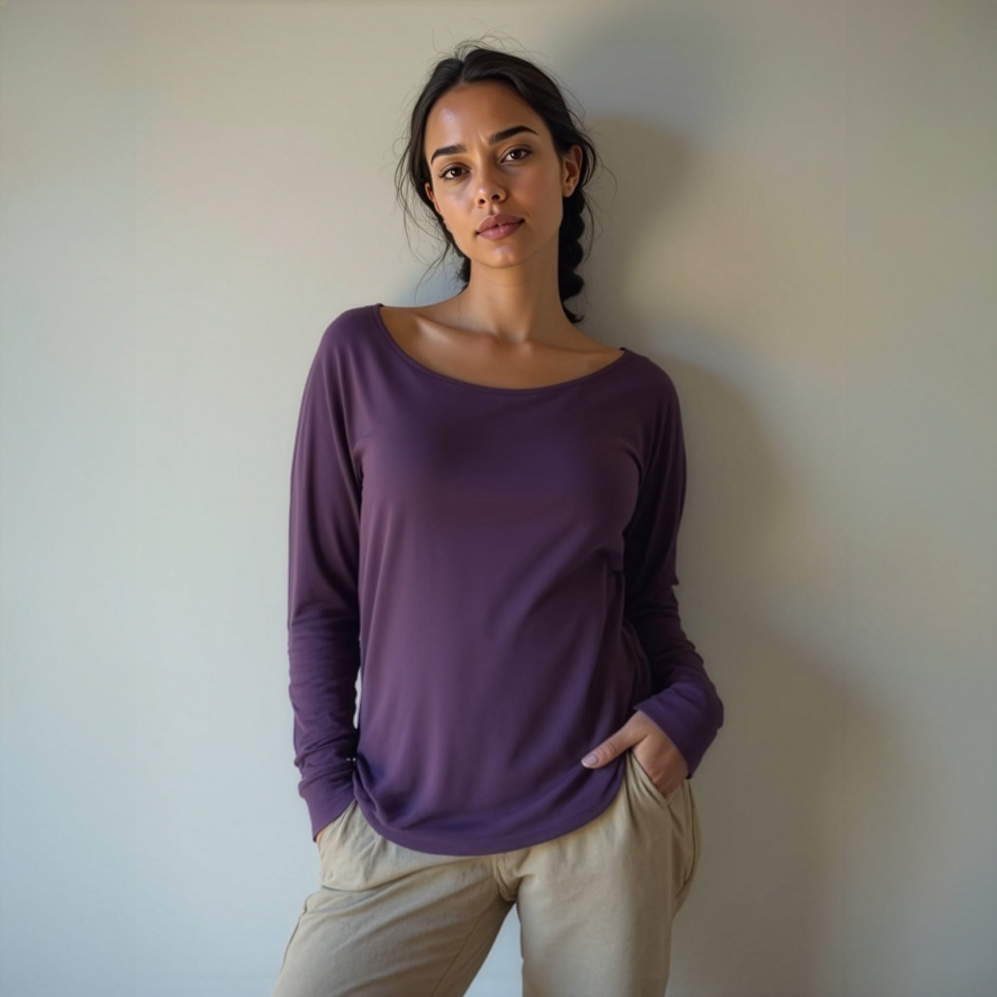 rheia" yoga longsleeve - velvet plum