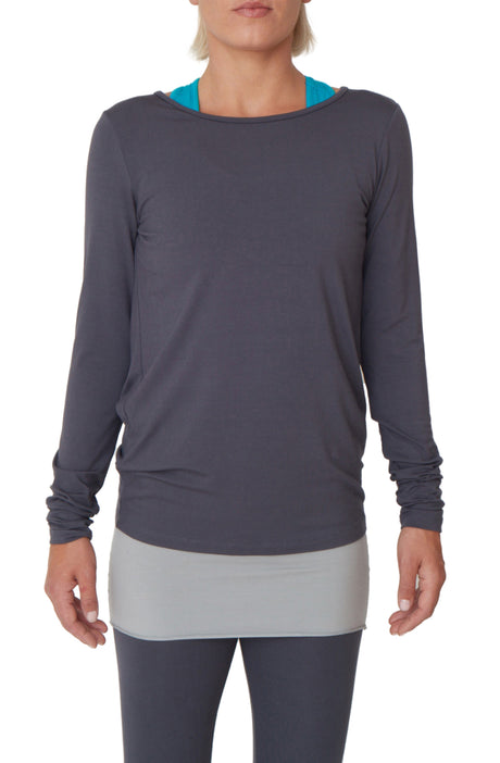 Yoga-Top "Open Back" - pebble - YOGISHOP