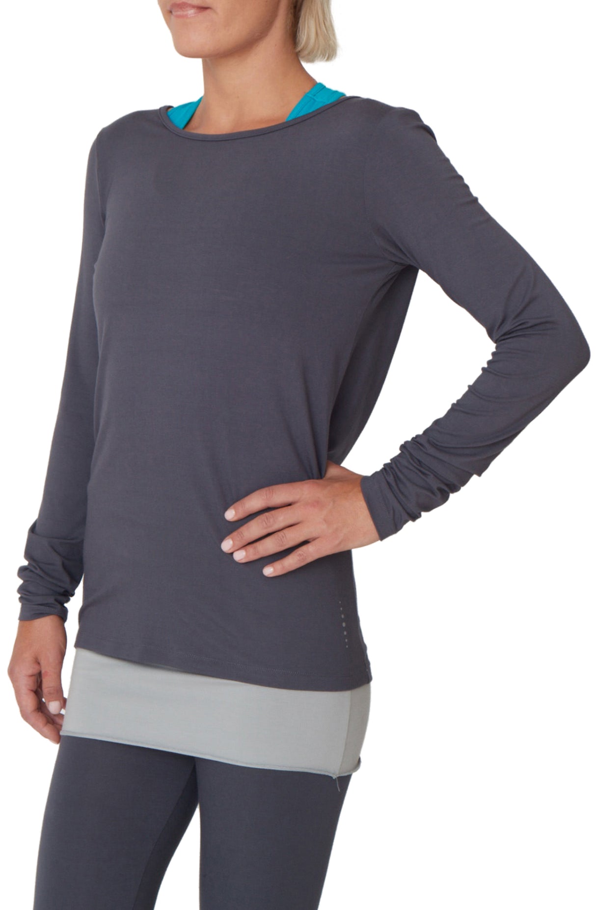 Yoga-Top "Open Back" - pebble - YOGISHOP