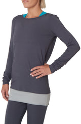 Yoga-Top "Open Back" - pebble - YOGISHOP