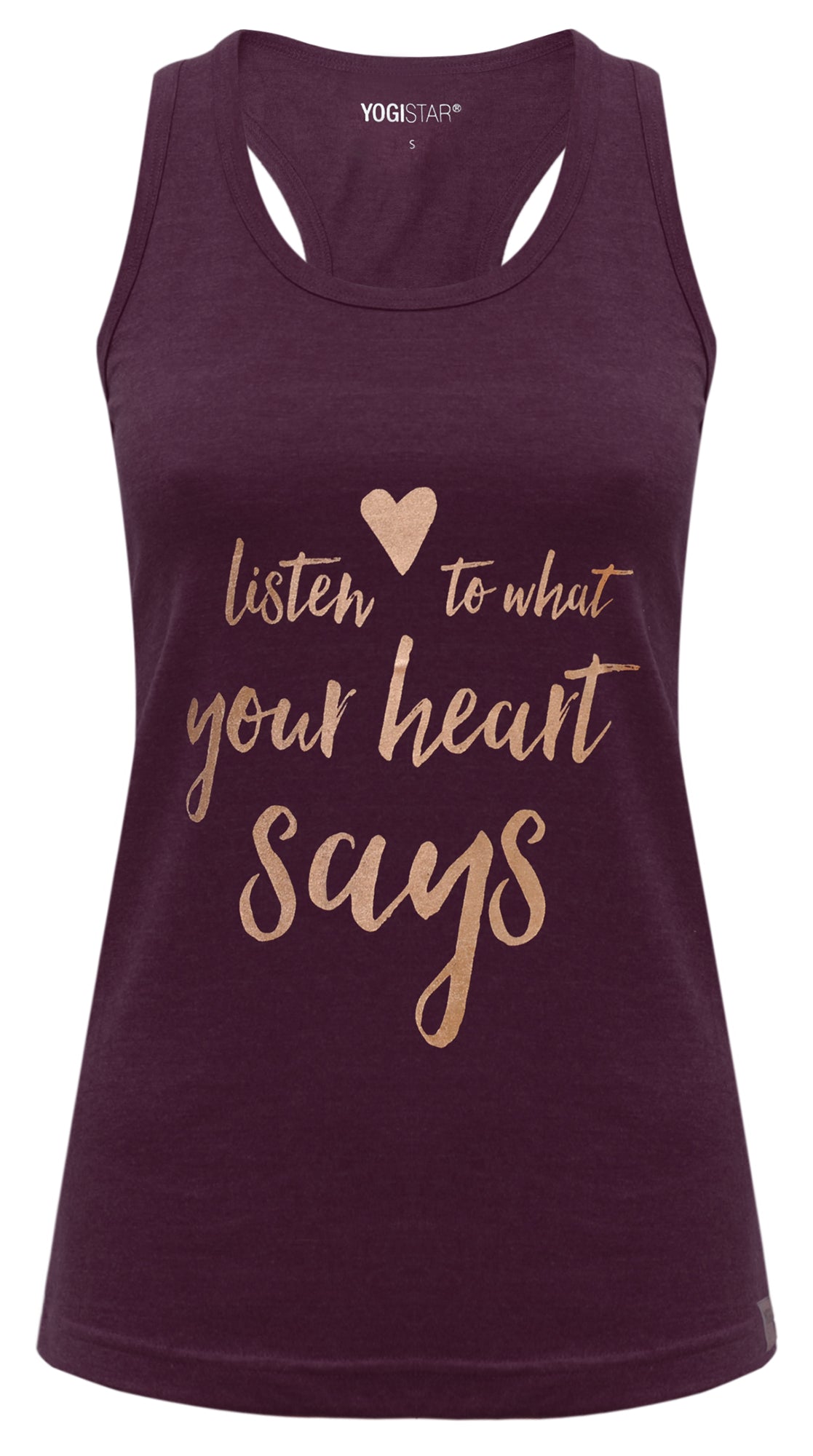 Yoga-Racerback-Top „listen to...“ - berry/copper - YOGISHOP