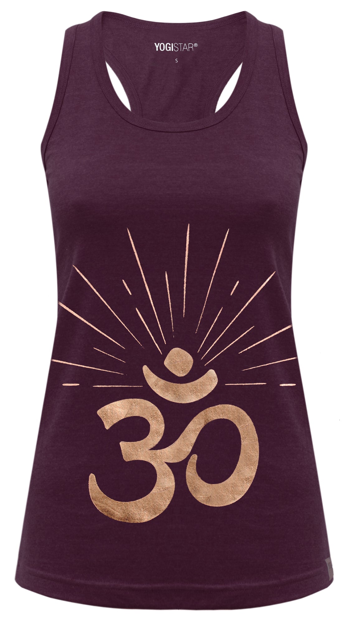 Yoga-Racerback-Top „OM sunray“ - berry/copper - YOGISHOP