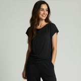 T-shirt de yoga à manches chauve-souris "ala" - noir